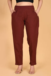 BURGUNDY CLASSIC COTTON PANTS - SKYTICK